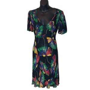Betsey Johnson women’s large vintage 90s y2k sheer colorful floral dress